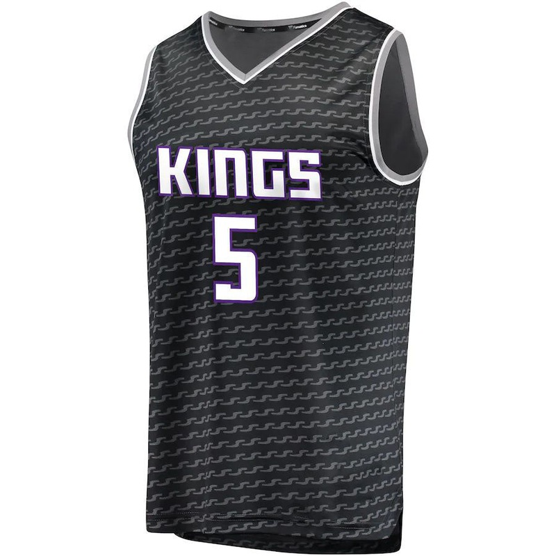 S.Kings #5 De’Aaron Fox Fanatics Branded Fast Break Replica Jersey Black Statement Edition Stitched American Basketball Jersey