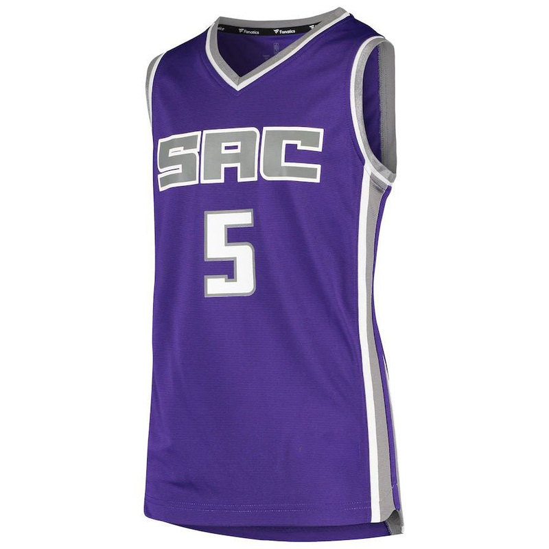 S.Kings #5 De’Aaron Fox  Fanatics Branded  Fast Break Team Jersey Purple Stitched American Basketball Jersey