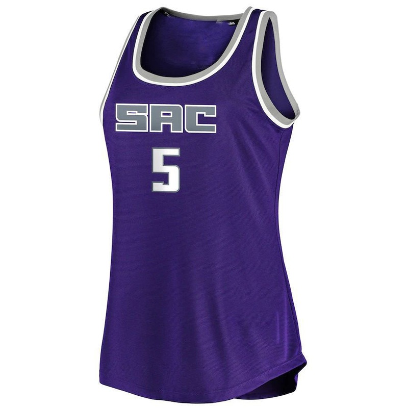 S.Kings #5 De’Aaron Fox  Fanatics Branded Women’s Fast Break Tank Jersey Icon Edition Purple Stitched American Basketball Jersey