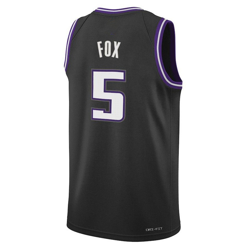 S.Kings #5 De’Aaron Fox Swingman Jersey  City Edition Black Statement Edition Stitched American Basketball Jersey