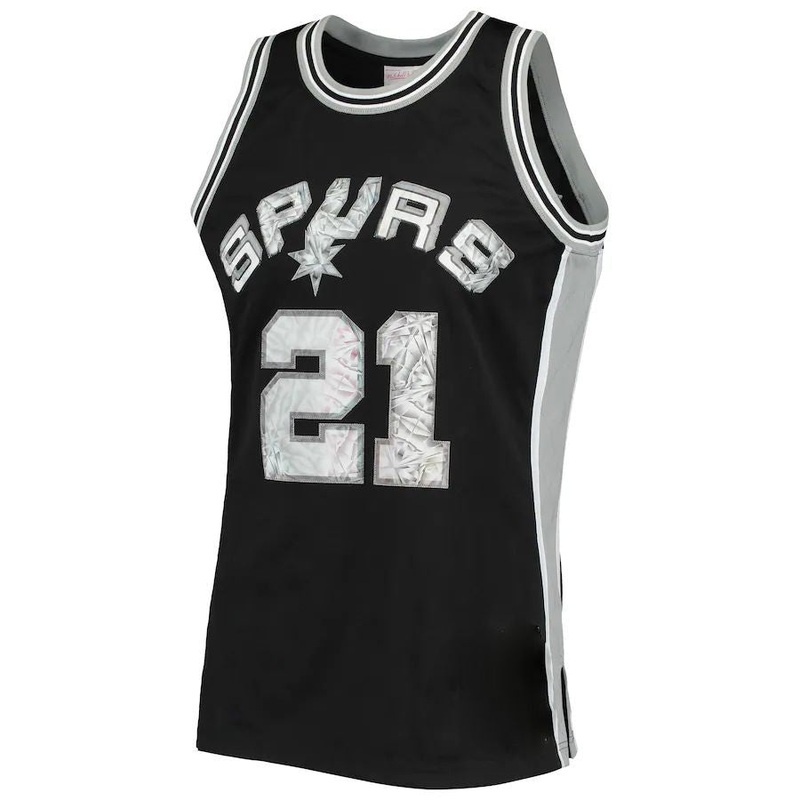 S.Antonio Spurs #21 Tim Duncan Mitchell & Ness 1996-97 Hardwood Classics  75th Anniversary Diamond Swingman Jersey  Black Stitched American Basketball Jersey