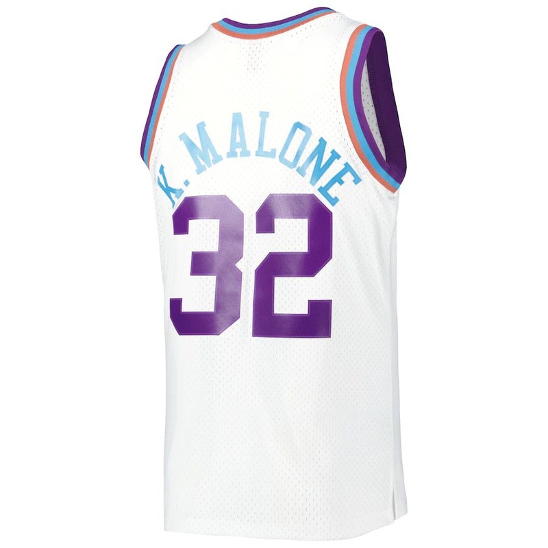 U.Jazz #32 Karl Malone Mitchell & Ness 1991-92 Hardwood Classics Reload 3.0 Swingman Jersey White Stitched American Basketball Jersey