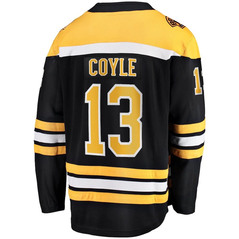 B.Bruins #13 Charlie Coyle Fanatics Branded Home Premier Breakaway Player Jersey  Black Stitched American Hockey Jerseys