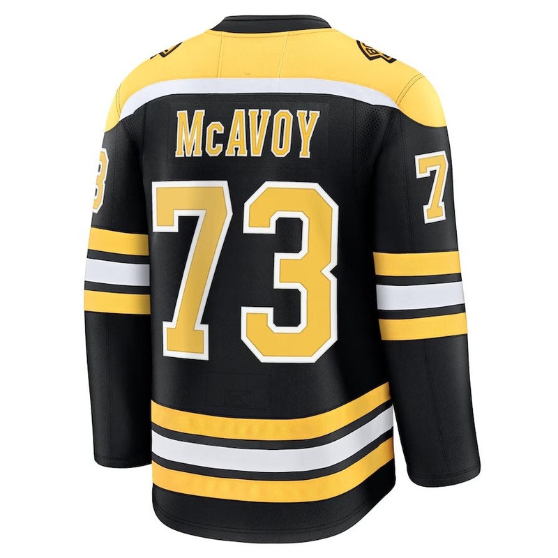 B.Bruins #73 Charlie McAvoy Fanatics Home Premium Jersey – Black Stitched American Hockey Jerseys