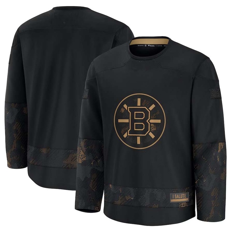 B.Bruins Fanatics 2024 Military Appreciation Practice Jersey – Black Stitched American Hockey Jerseys