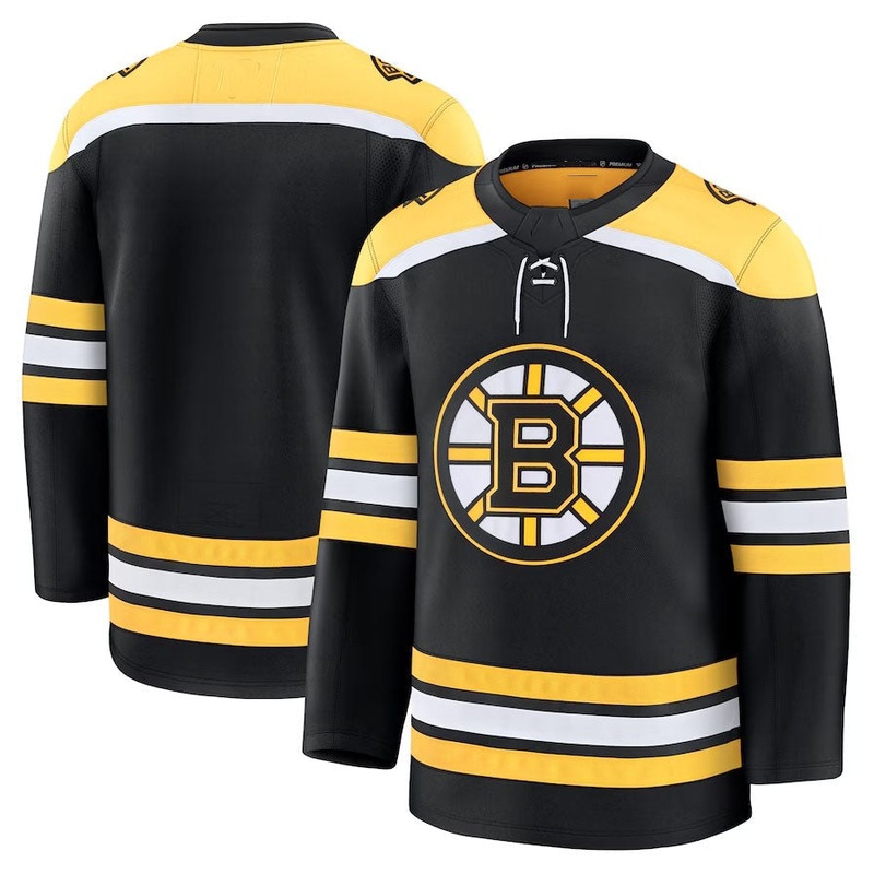 B.Bruins Fanatics Home Premium Jersey – Black Stitched American Hockey Jersey