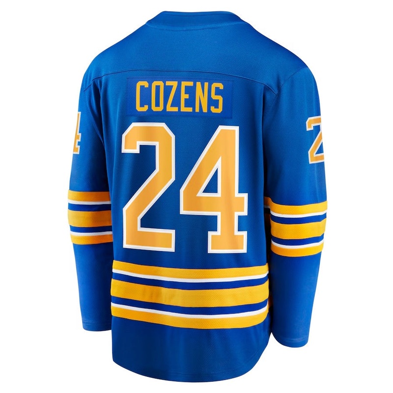 B.Sabres #24 Dylan Cozens Fanatics Home Breakaway Player Jersey – Royal Stitched American Hockey Jerseys