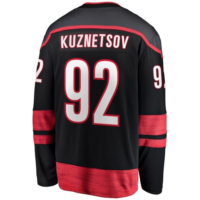 C.Hurricanes #92 Evgeny Kuznetsov Fanatics Home Breakaway Jersey – Black Stitched American Hockey Jerseys