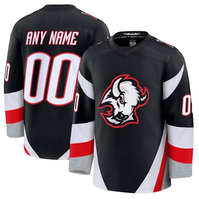Custom B.Sabres Fanatics Alternate Premium Jersey – Black Stitched American Hockey Jerseys