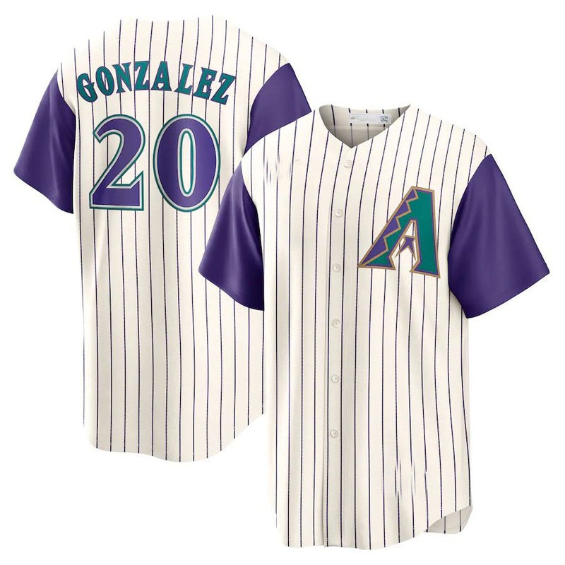 #20 Luis Gonzalez Arizona Diamondbacks Alternate Cooperstown Collection Player Jersey – Cream Purple Stitches Baseball Jerseys
