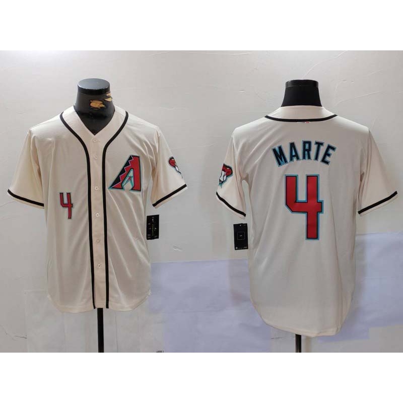 Arizona Diamondback #4 Ketel Marte Number Cream Cool Base Limited Stitched Stitches Baseball Jerseys