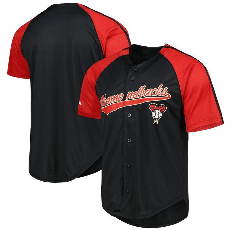 Arizona Diamondbacks Stitches Team Button-Down Raglan Replica Jersey – Red Stitches Baseball Jerseys