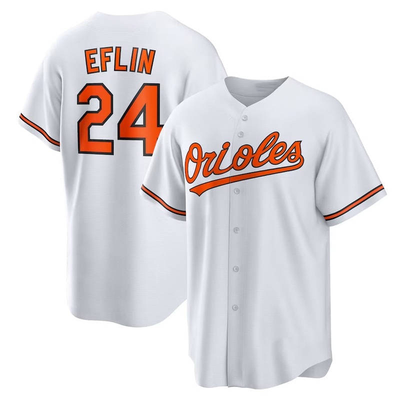Baltimore Orioles #24 Zach Eflin Home Replica Jersey – White Stitched Baseball Jersey