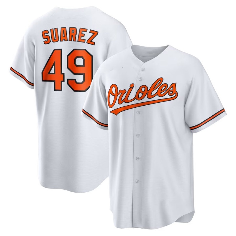 Baltimore Orioles #49 Albert Suarez Home Replica Jersey – White Stitched Baseball Jersey