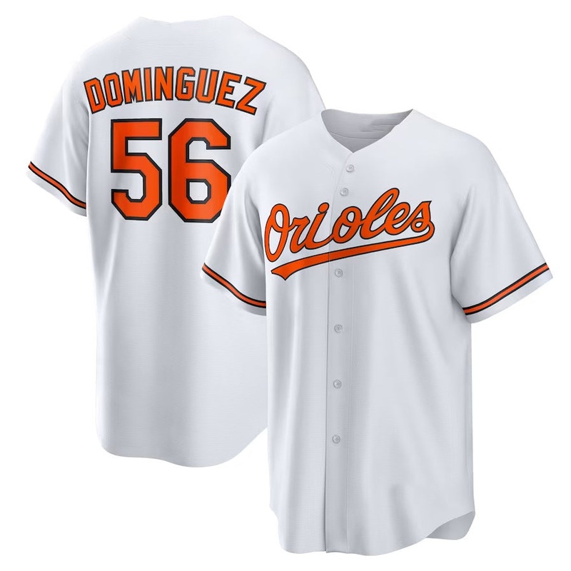 Baltimore Orioles #56 Seranthony Dominguez Home Replica Jersey – White Stitched Baseball Jersey