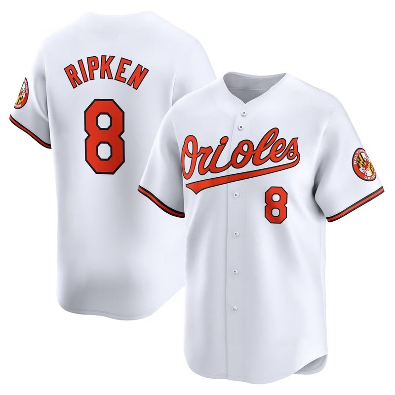 Baltimore Orioles #8 Cal Ripken Jr. Home Limited Player Jersey – White Stitched Baseball Jersey