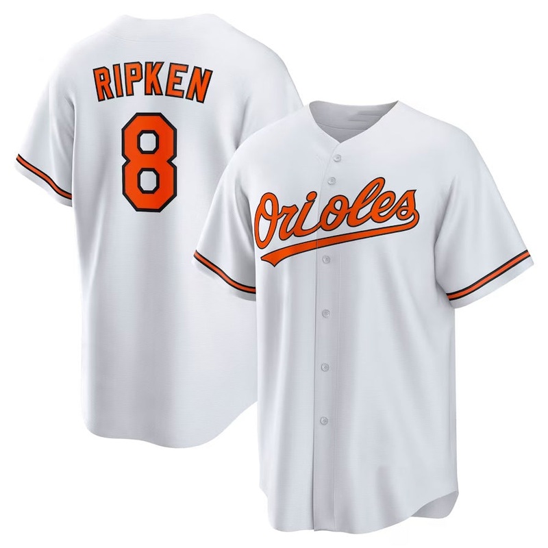 Baltimore Orioles #8 Cal Ripken Jr. Throwback Replica Player Jersey – White Stitched Baseball Jersey