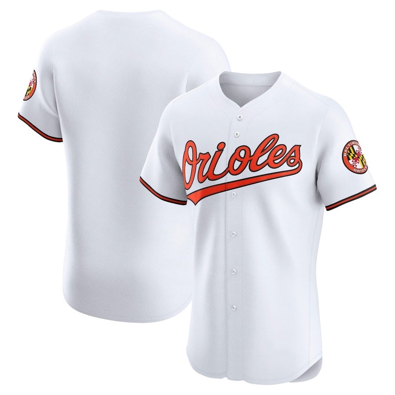 Baltimore Orioles Home Elite Jersey – White Stitched Baseball Jersey