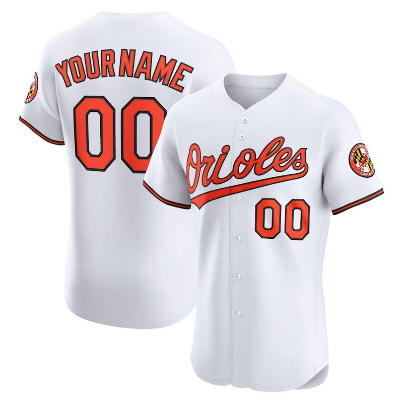 Custom Baltimore Orioles Home Elite Jersey C White Stitched Baseball Jersey