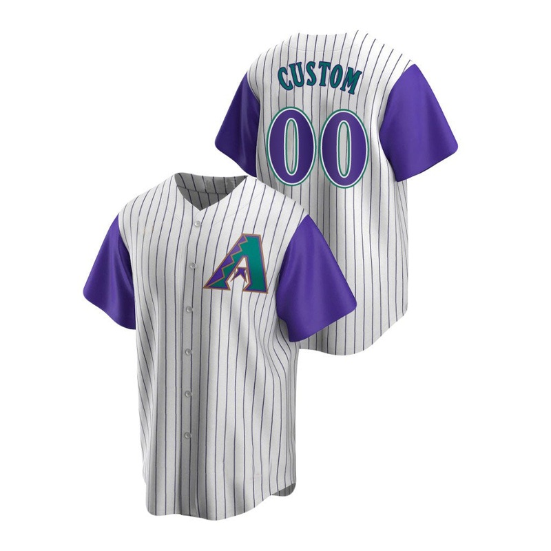 Custom Men’s A.Diamondback #00  Alternate Cooperstown Collection Cream Purple Jersey