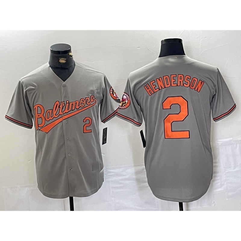 Baltimore Orioles #2 Gunnar Henderson Number Grey Stitched Cool Base Baseball Jersey