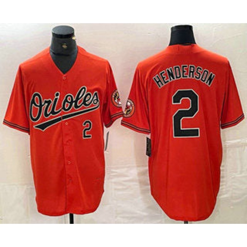 Baltimore Orioles #2 Gunnar Henderson Number Orange Cool Base Stitched Jersey Baseball Jerseys