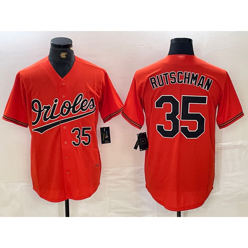 Baltimore Orioles #35 Adley Rutschman Number Orange Stitched Cool Base Baseball Jerseys