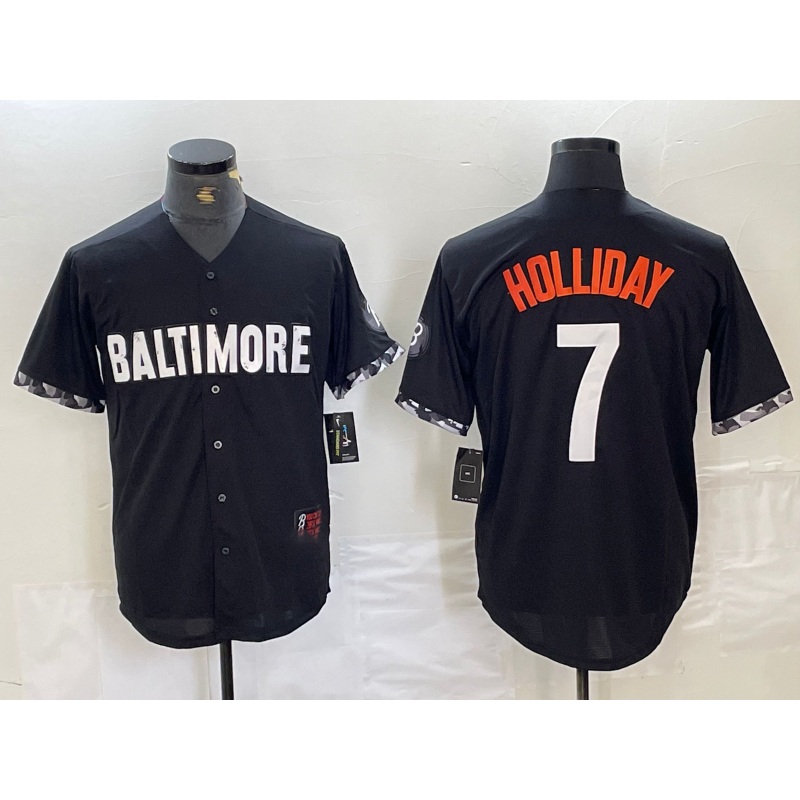 Baltimore Orioles #7 Jackson Holliday Black 2023 City Connect Cool Base Stitched Baseball Jersey