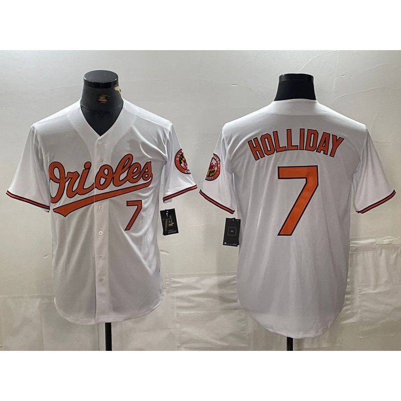 Baltimore Orioles #7 Jackson Holliday Number White Limited Cool Base Stitched Baseball Jerseys