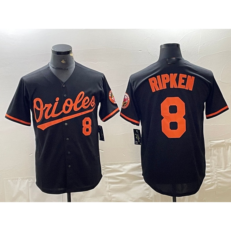 Baltimore Orioles #8 Cal Ripken Jr Number Black Cool Base Stitched Jersey Baseball Jerseys