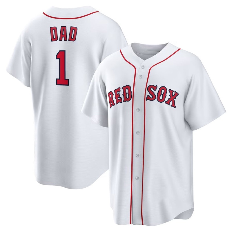 Boston Red Sox #1 Dad Home Replica Jersey – White Stitched Baseball Jersey