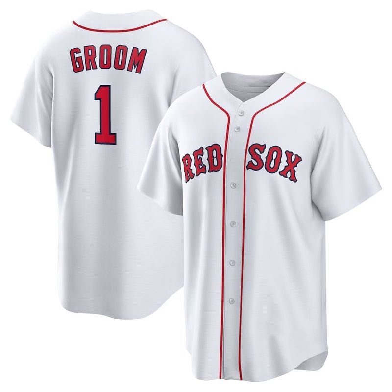 Boston Red Sox #1 Groom Home Replica Jersey – White Stitched Baseball Jersey