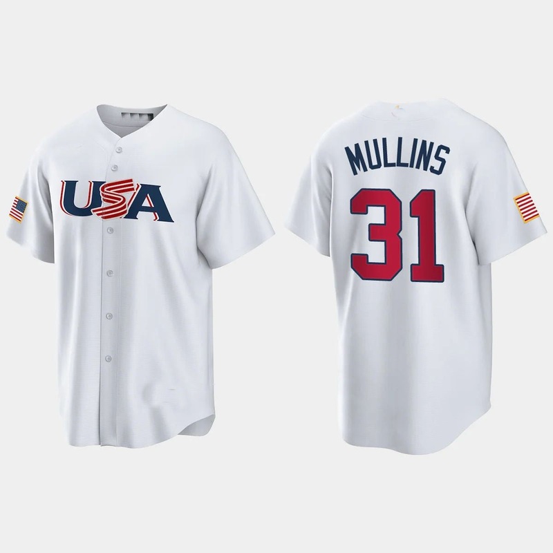USA #31 Cedric Mullins White Stitches 2023 World Classic Replica Baseball Jersey