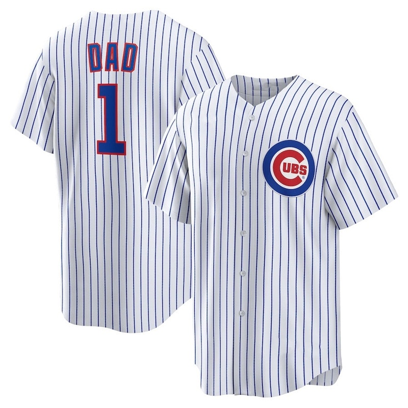 Chicago Cubs #1 Dad Home Replica Jersey – White Stitched Baseball Jersey