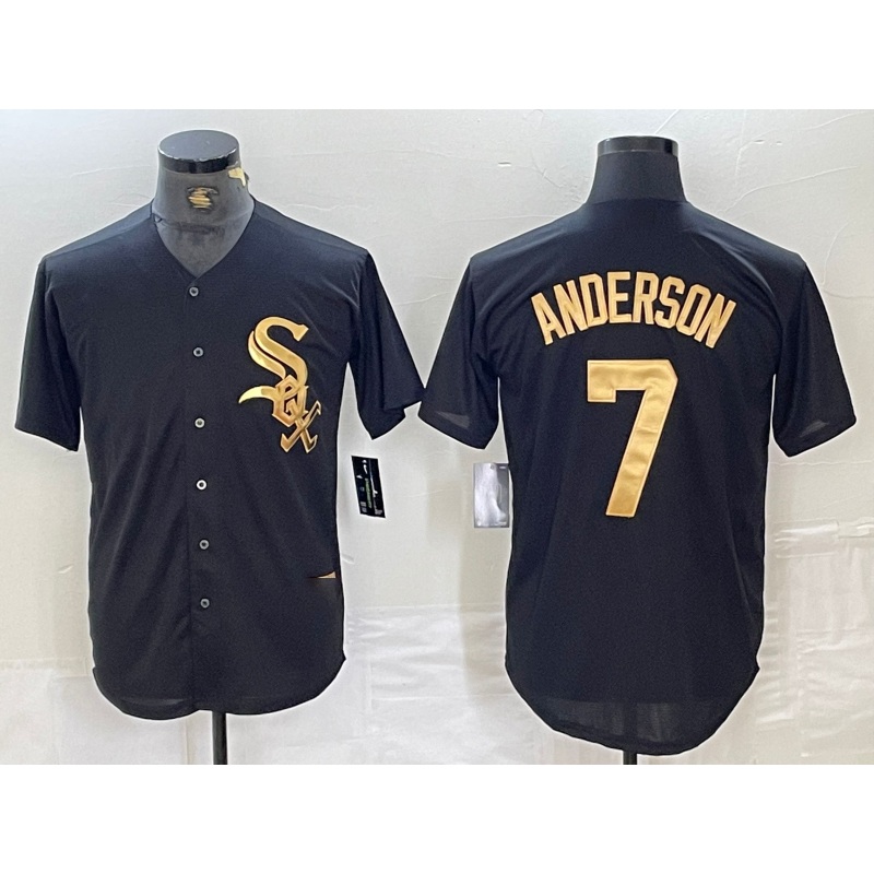 Chicago White Sox #7 Tim Anderson Black Gold Cool Base Stitched Baseball Jersey