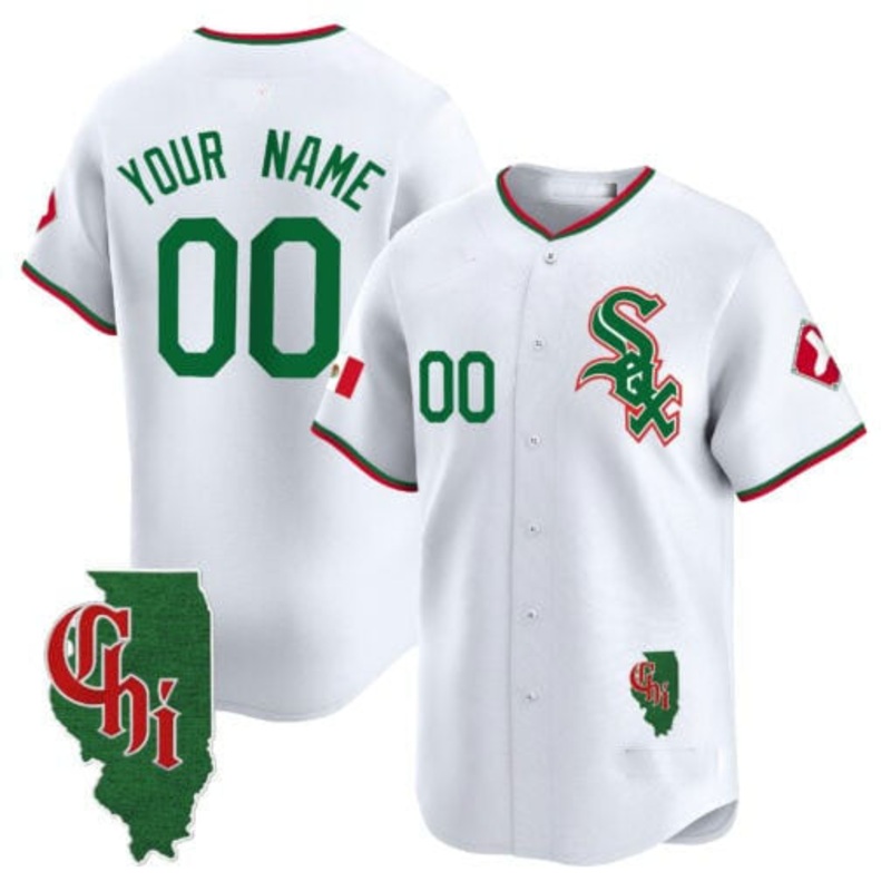 Custom Chicago White Sox Mexico Vapor Premier Limited C Illinois Patch C All Stitched Baseball Jersey