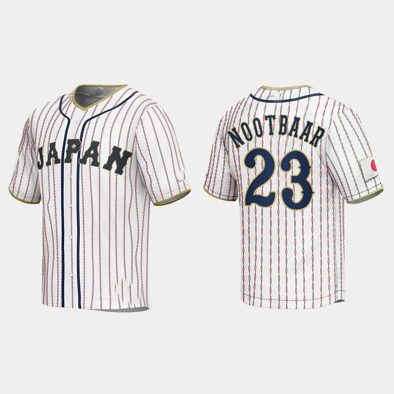 #23 LARS NOOTBAAR JAPAN BASEBALL 2023 WORLD BASEBALL CLASSIC JERSEY C WHITE Stitches Baseball Jerseys