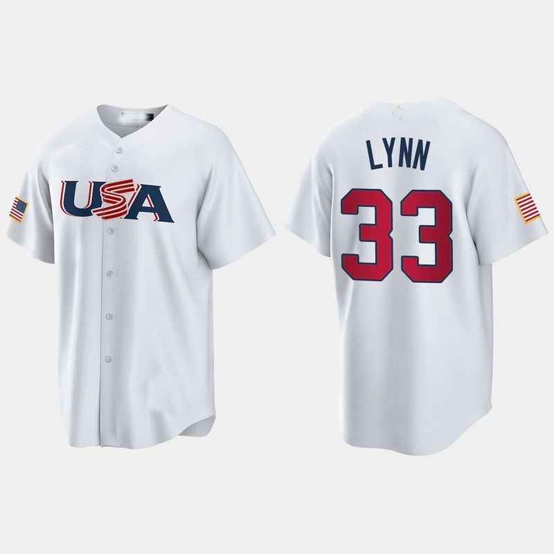 #33 LANCE LYNN CHICAGO WHITE SOX 2023 WORLD BASEBALL CLASSIC USA REPLICA JERSEY ?C WHITE Stitches Baseball Jerseys