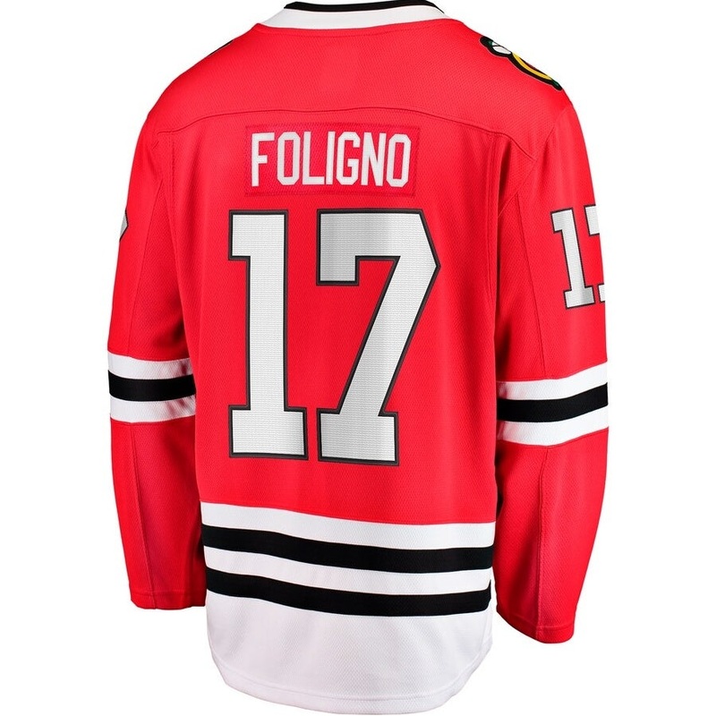 C.Blackhawks #17 Nick Foligno Fanatics Home Breakaway Jersey – Red Stitched American Hockey Jerseys