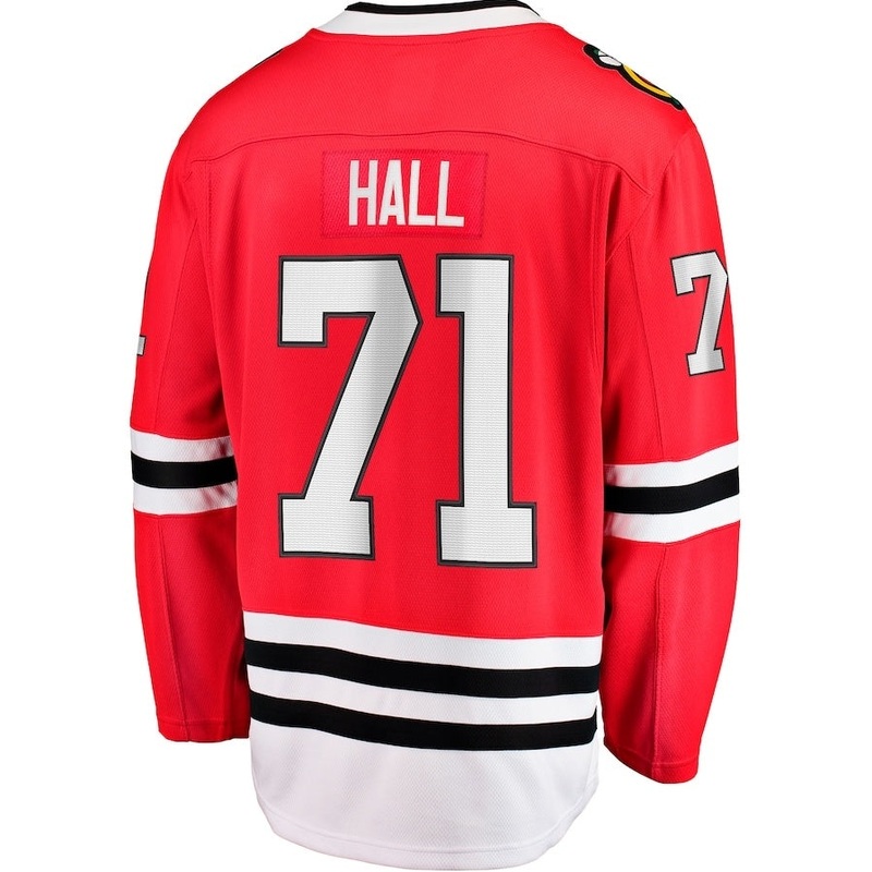 C.Blackhawks #71 Taylor Hall Fanatics Home Breakaway Player Jersey – Red Stitched American Hockey Jerseys