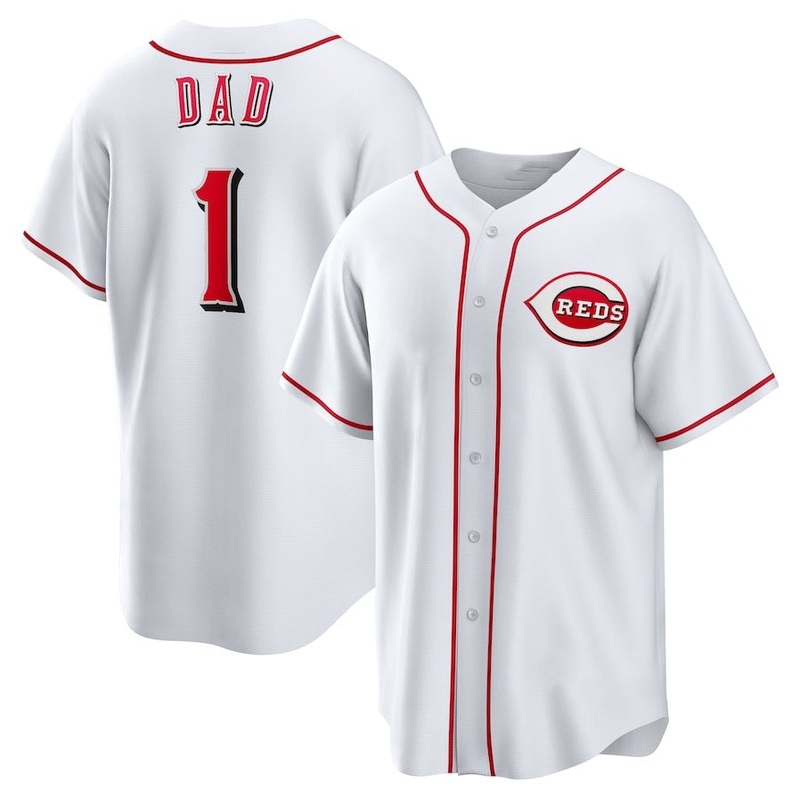 Cincinnati Reds #1 Dad Home Replica Jersey – White Stitched Baseball Jerseys