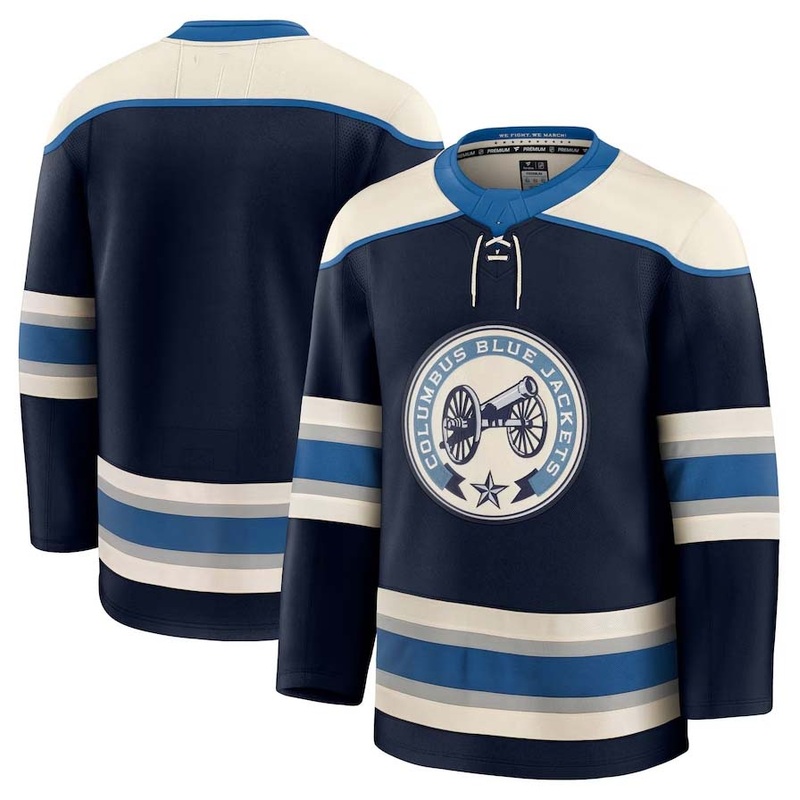C.Blue Jackets Fanatics Alternate Premium Jersey – Navy Stitched American Hockey Jerseys