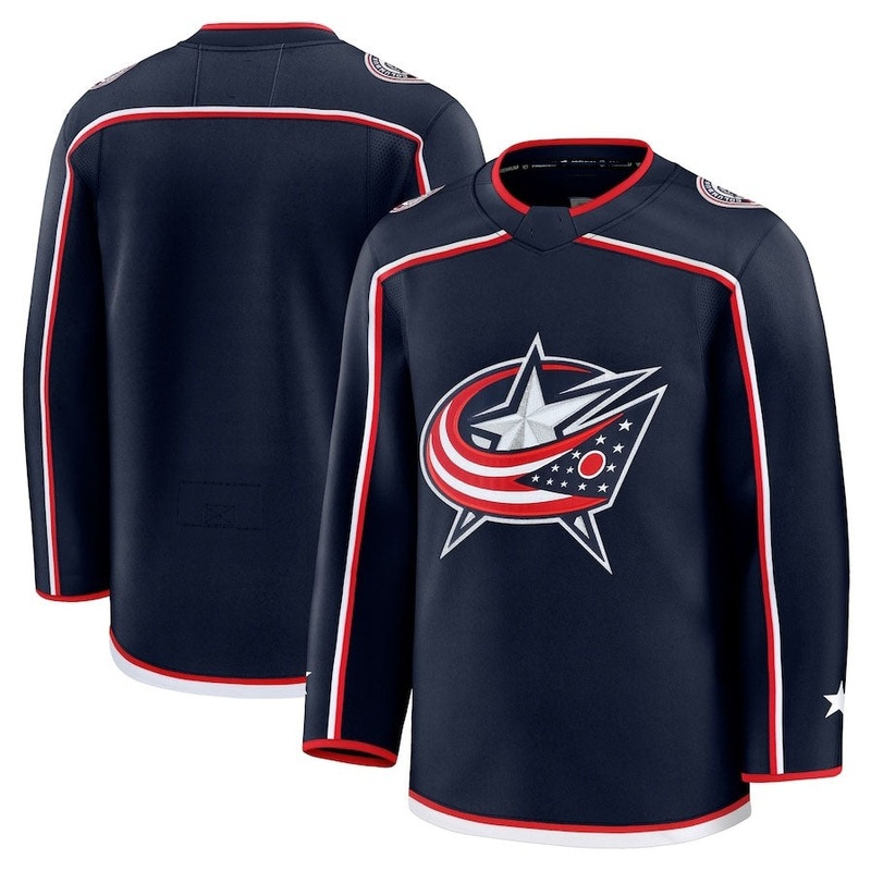 C.Blue Jackets Fanatics Home Premium Jersey – Navy Stitched American Hockey Jerseys
