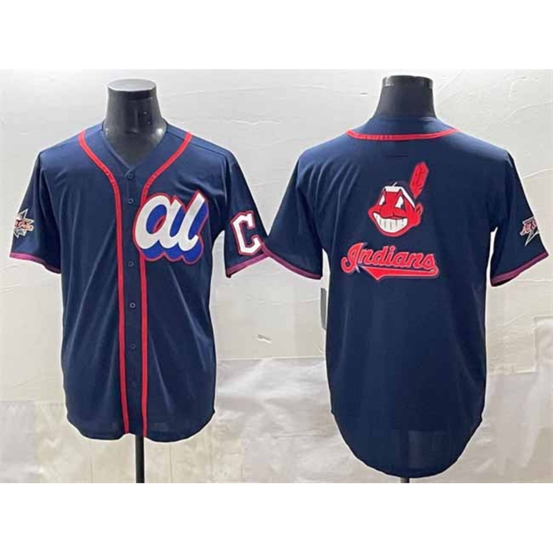 Cleveland Guardians American League Team Big Logo Navy 2025 All-Star Edition Limited Stitched Baseball Jersey