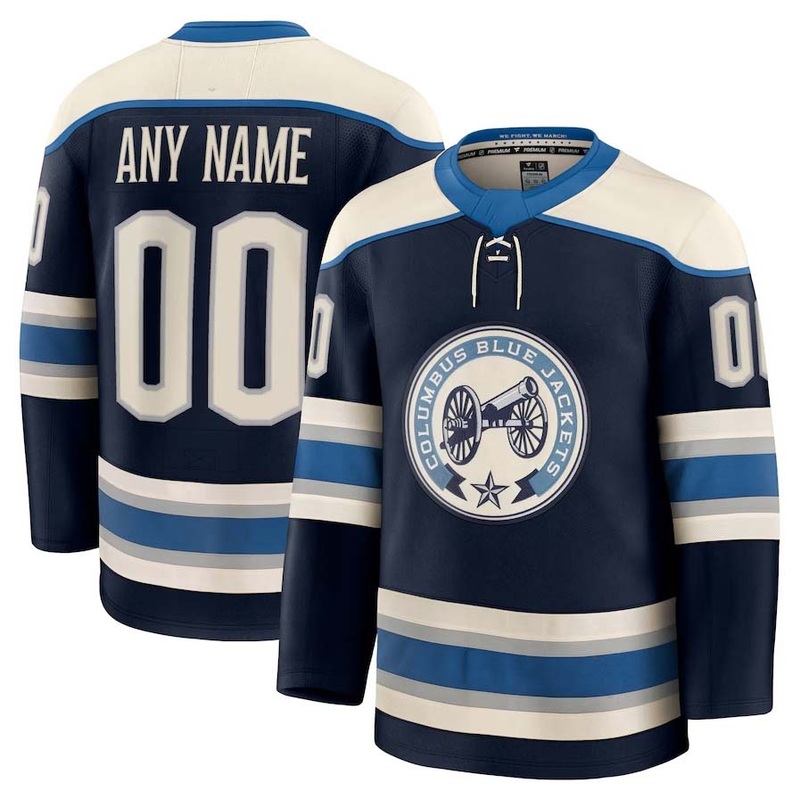 Custom C.Blue Jackets Fanatics Alternate Premium Jersey – Navy Stitched American Hockey Jerseys