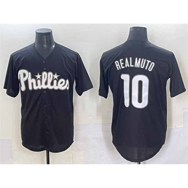 Philadelphia Phillies #10 J.T. Realmuto Black Lights Out Limited Stitched Baseball Jersey