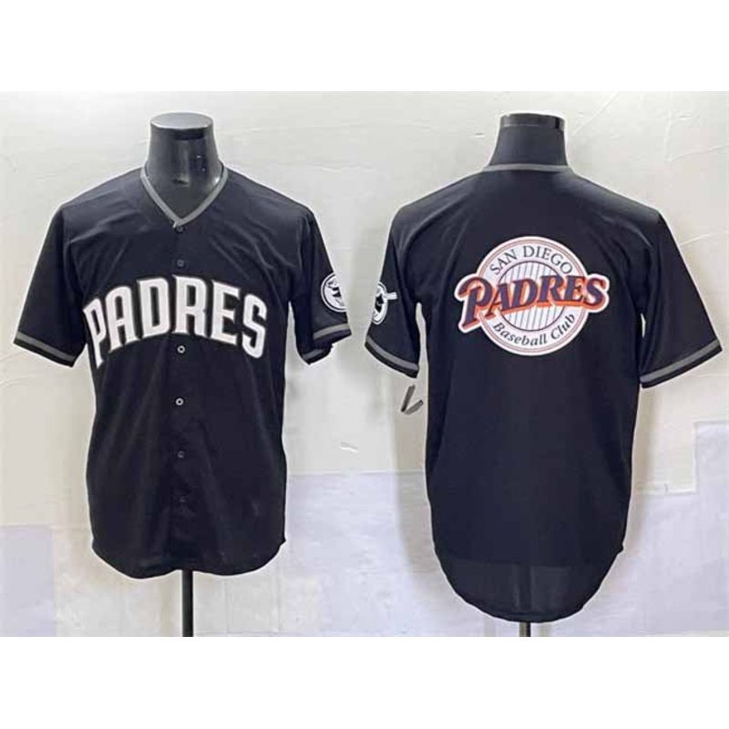 San Diego Padres Team Big Logo Black Stitched Baseball Jersey