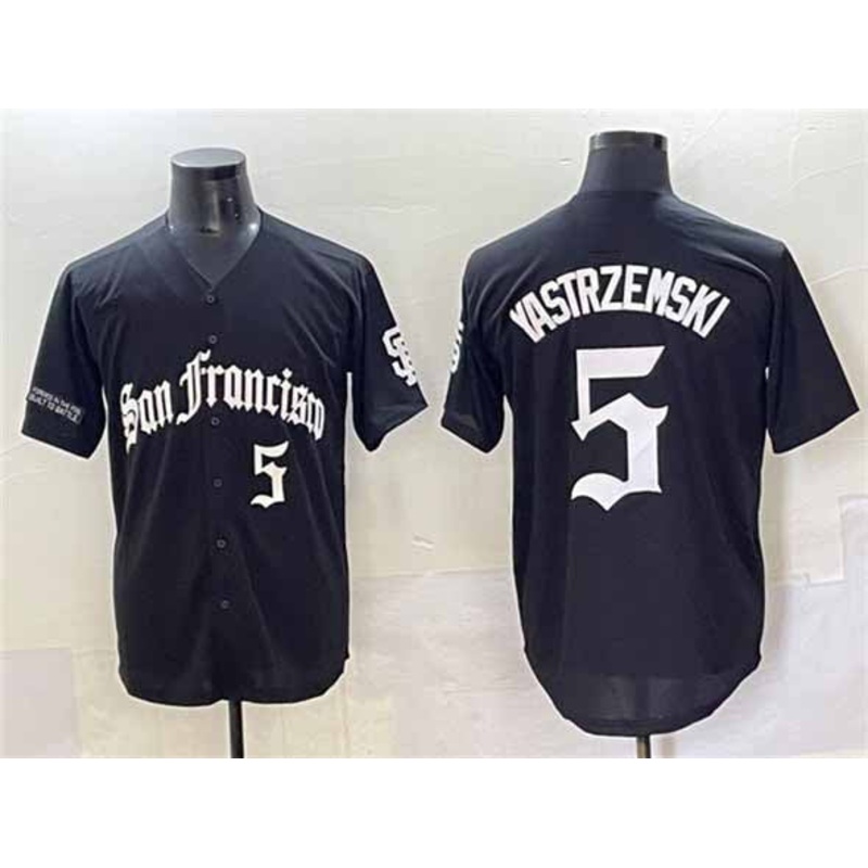 San Francisco Giants #5 Mike Yastrzemski Black ‘Gothic Fog Edition’ Vapor Premier Limited Stitched Baseball Jersey