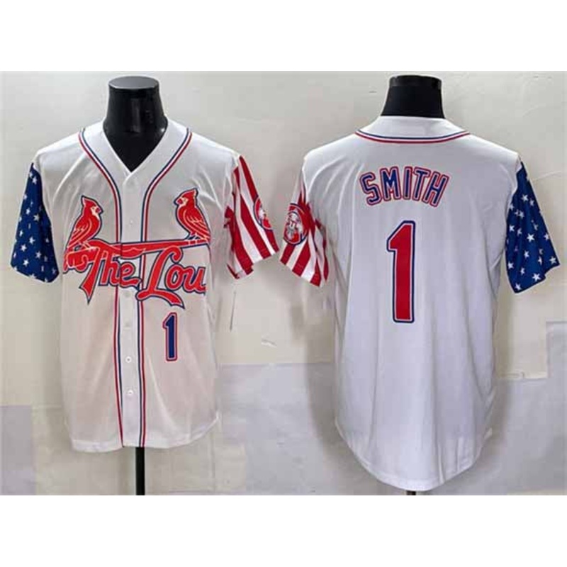 St. Louis Cardinals #1 Ozzie Smith White Independence Day Vapor Premier Limited Stitched Baseball Jersey