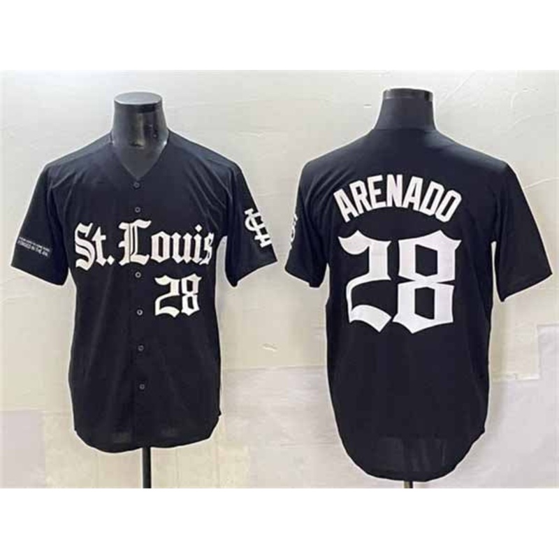 St. Louis Cardinals #28 Nolan Arenado Black ‘Gothic Legacy Edition’ Vapor Premier Limited Stitched Baseball Jersey